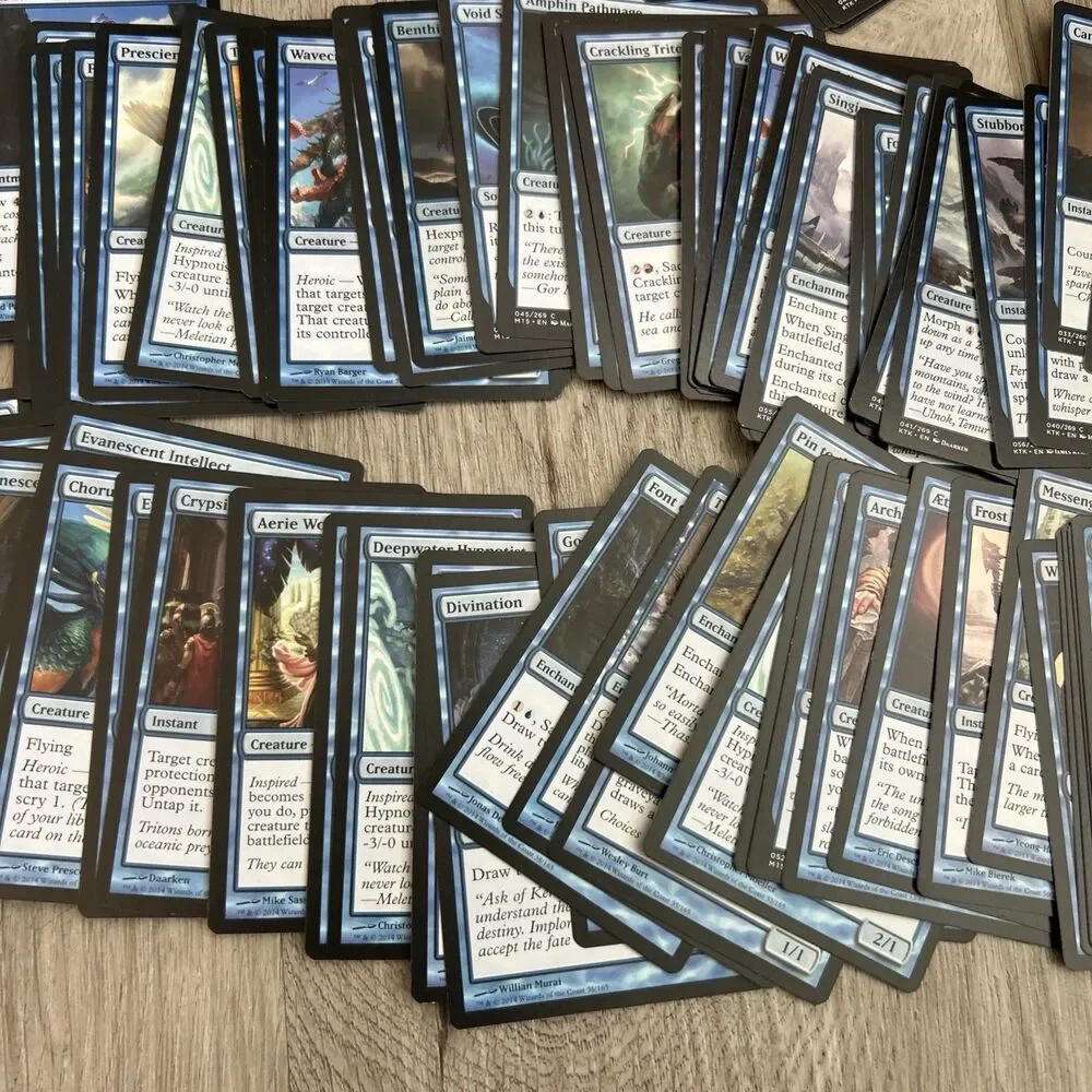 Magic The Gathering Deckmaster Card Lot of 225+ Mixed Blue Cards 2014 Wizards